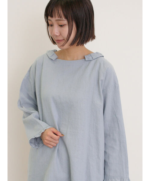 Cross×Linen】フリルカラーブラウス｜サマンサモスモスの通販