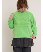 ピグメント加工ロゴ刺繍ロングTシャツ