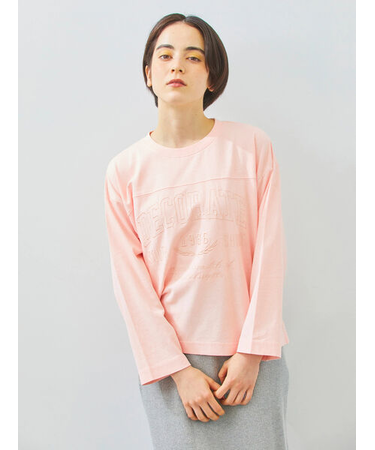 ピグメント加工ロゴ刺繍ロングTシャツ