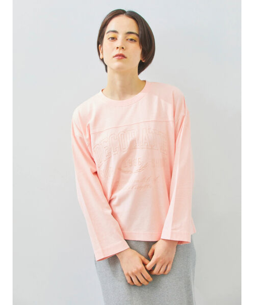 ピグメント加工ロゴ刺繍ロングTシャツ