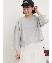 インレイ裏毛カットオフロゴ刺繍カットソー