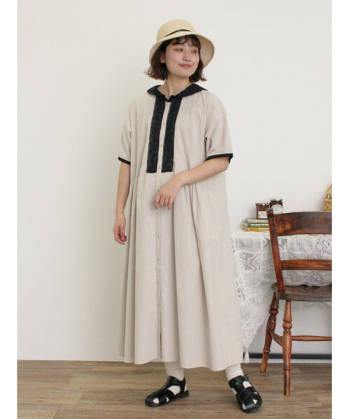 【S/Mサイズ】セーラー襟前立てレース配色ワンピース