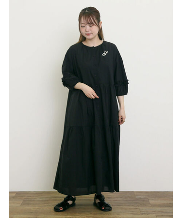 【S/Mサイズ】イニシャル刺繍7分袖ティアードワンピース