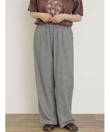 【M/Lサイズ】レーヨン麻柄アソートストレートパンツ