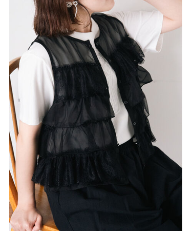 異素材フリルベスト