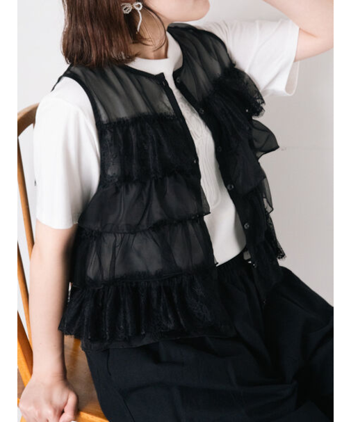 異素材フリルベスト