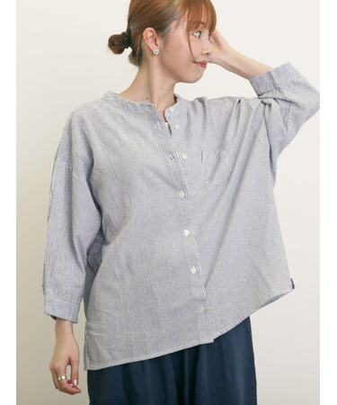 バンドカラーゆるシャツ