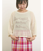 テープロゴ刺繍ニットプルオーバー