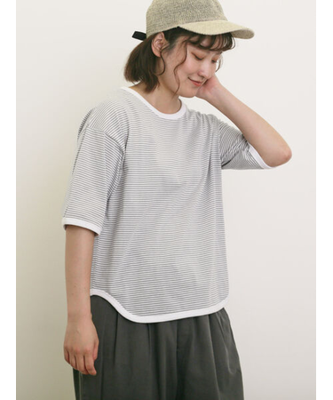 ◎ラウンドヘムボーダーカットソー
