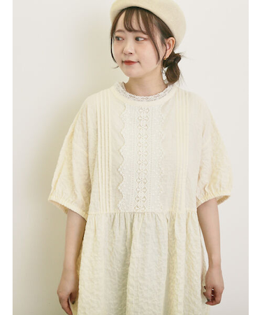 【S/Mサイズ】前立てレース切替ワンピース