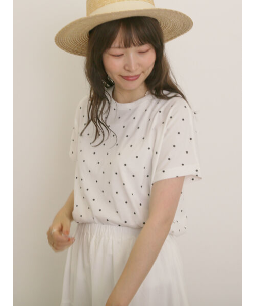 【オーガニックコットン】ドット柄Tシャツ