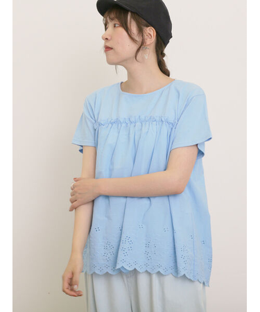 ◎コットンレースドッキングTシャツ