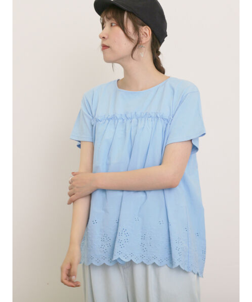 ◎コットンレースドッキングTシャツ