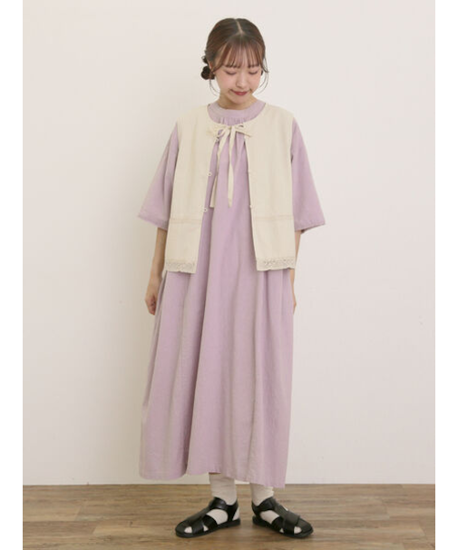 【S/Mサイズ】襟ぐり小レース2WAYワンピース