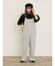 刺繍デニム/ヒッコリーサロペットパンツ