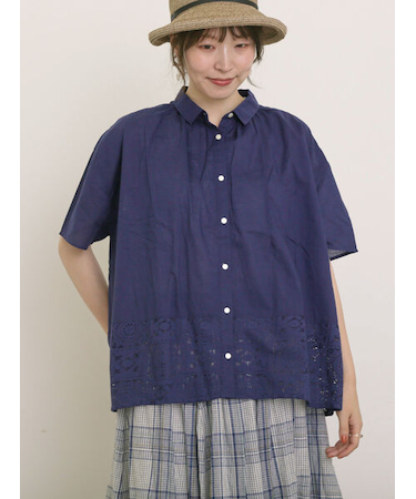 インド裾レースシャツ