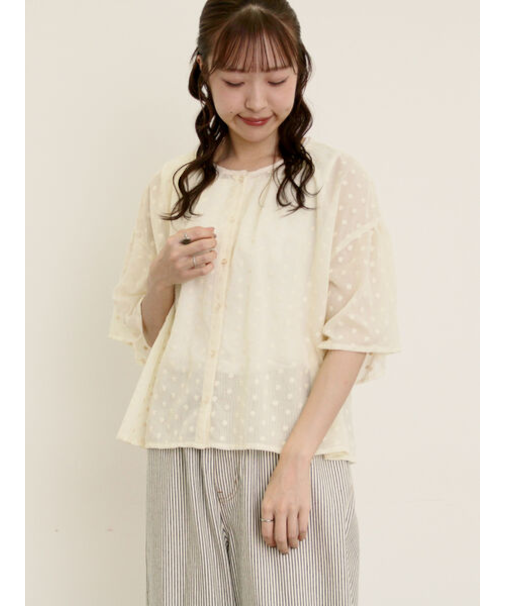 シアー刺繍ブラウス