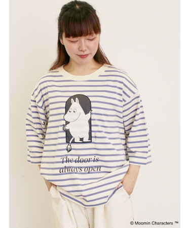 【MOOMIN×Samansa Mos2】ワッペンボーダーカットソー
