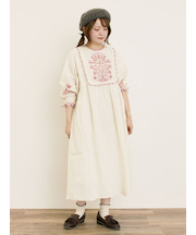【S/Mサイズ】配色刺繍ワンピース