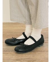 ゴムストラップメタリックバレエシューズ
