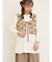 パッチワーク風花柄キルトビスチェ