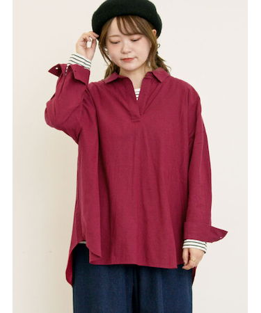 後ろ釦スキッパーチュニック