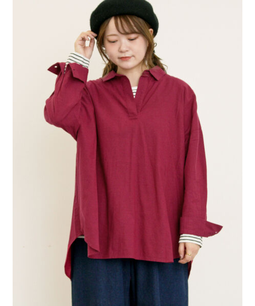 後ろ釦スキッパーチュニック