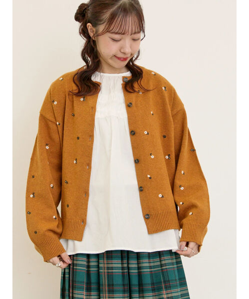 ステラマッカートニー　花刺繍オレンジセーター 12ヶ月 ソフトウールうさぎと花刺繍ニットプルオーバー（ニット）｜SUPER