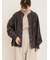 ハンドステッチ風花柄シャーリングブラウス