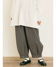 ストライプツイル裾タックパンツ