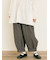 ストライプツイル裾タックパンツ