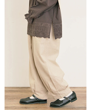 ストライプツイル裾タックパンツ