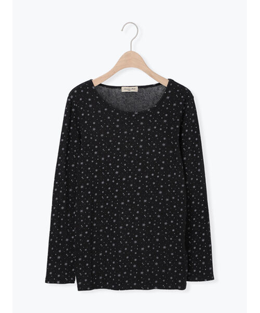 【吸湿発熱】ベア天雪柄クルーネックインナー