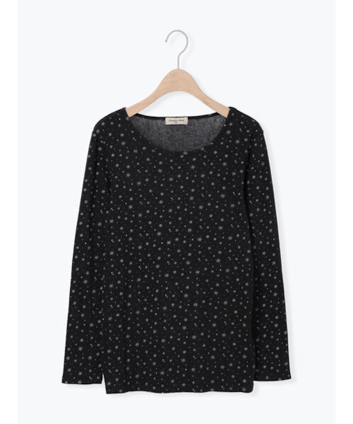 【吸湿発熱】ベア天雪柄クルーネックインナー