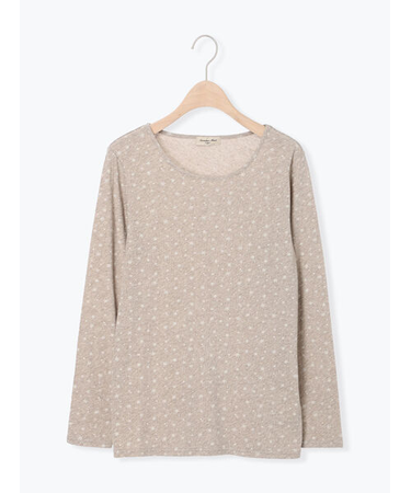 【吸湿発熱】ベア天雪柄クルーネックインナー