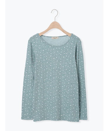 【吸湿発熱】ベア天雪柄クルーネックインナー