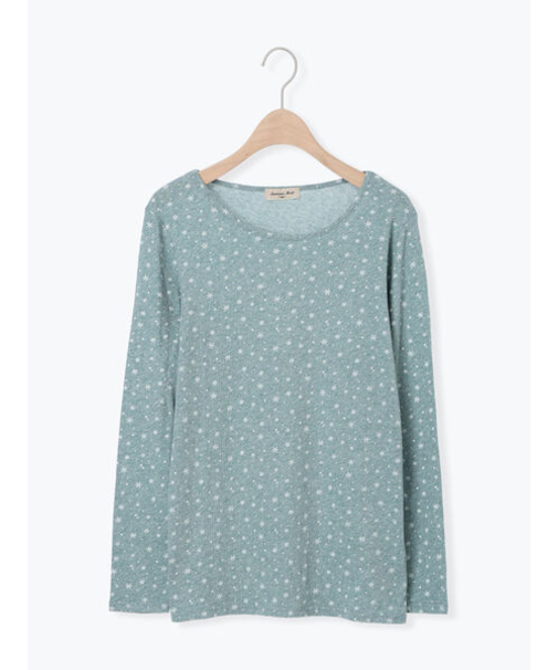 【吸湿発熱】ベア天雪柄クルーネックインナー