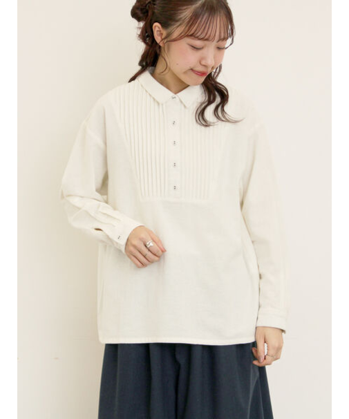 切替ピンタックブラウス