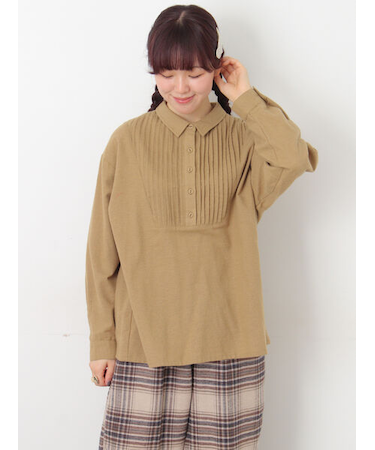 切替ピンタックブラウス