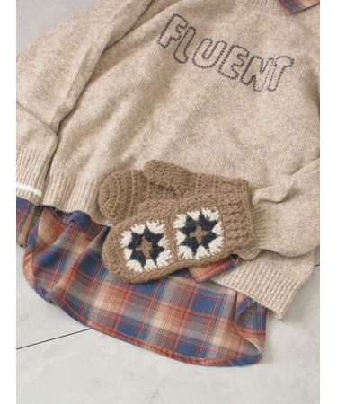 モチーフ編みミトン