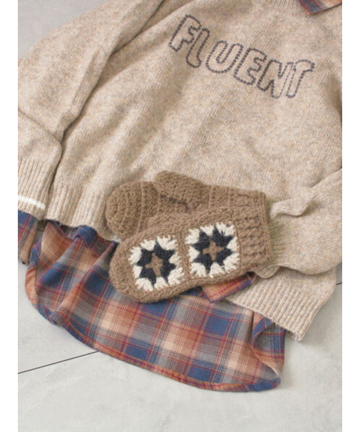 モチーフ編みミトン