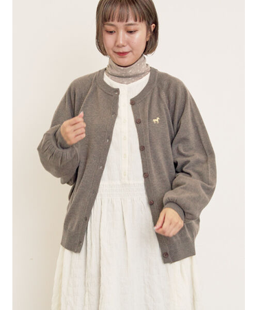 刺繍入りパフスリーブカーディガン