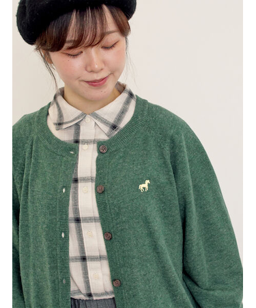 刺繍入りパフスリーブカーディガン