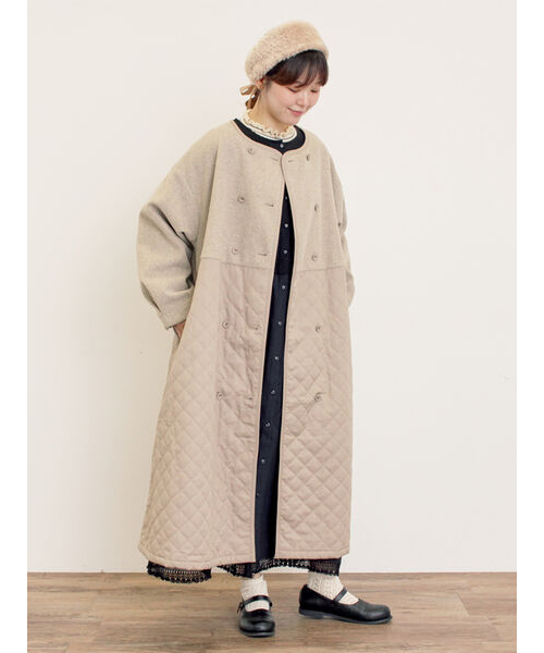 サマンサモスモス メルトン切替キルティングコート　ベージュ メルトン切替キルティングコート｜サマンサモスモスの通販｜&mall