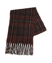 【帯電防止/ウォッシャブル】太フリンジチェックマフラー