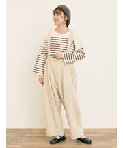 デニム/ツイルサスペンダー付きパンツ