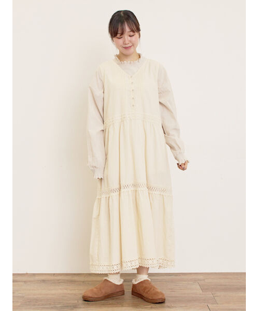 【S/Mサイズ】レースティアードノースリーブワンピース