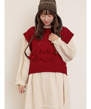 【Fluffy Wool Blend】フリンジニットベスト