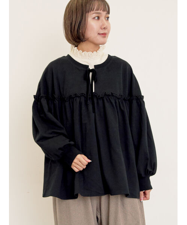 ミニ裏毛切替ギャザープルオーバー