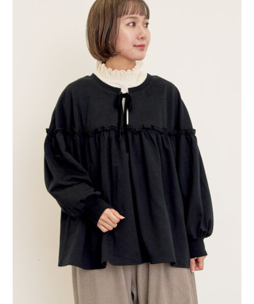 ミニ裏毛切替ギャザープルオーバー